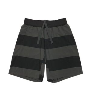 Lululemon T.H.E. Shorts Men's Large Grey Black Striped 11" Inseam Unlined Large